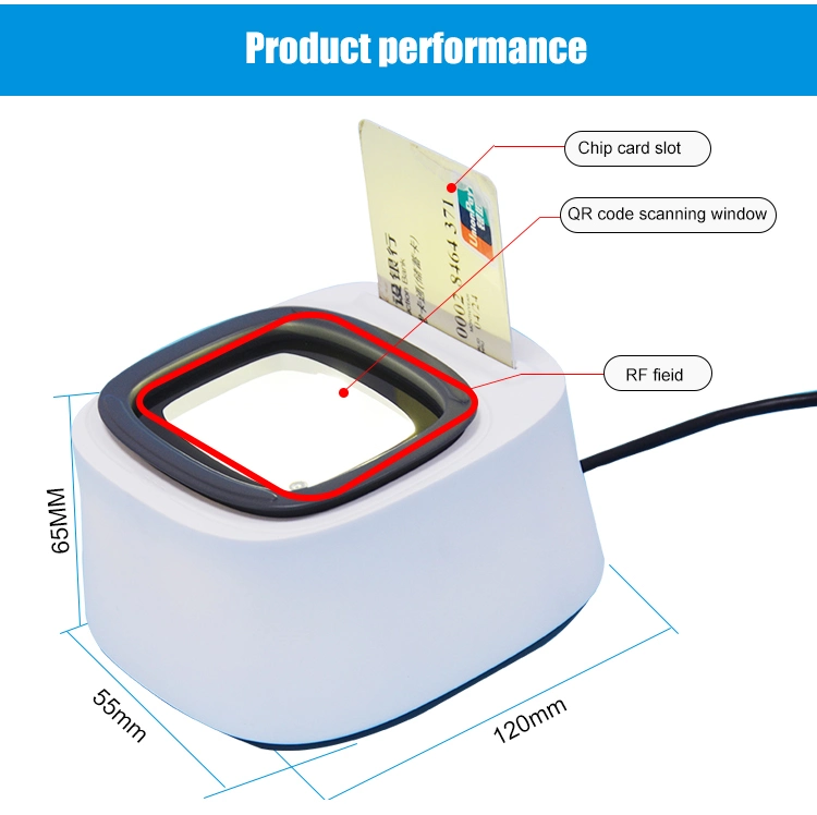 Multi-Functional USB Smart Card IC Chip Reader Pdf417 Qr Scanner Device for Industrial and Commercial Taxation Hcc3300